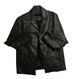 men's Gianna Lorenzi Italy leather coat, button front, Small, NEW